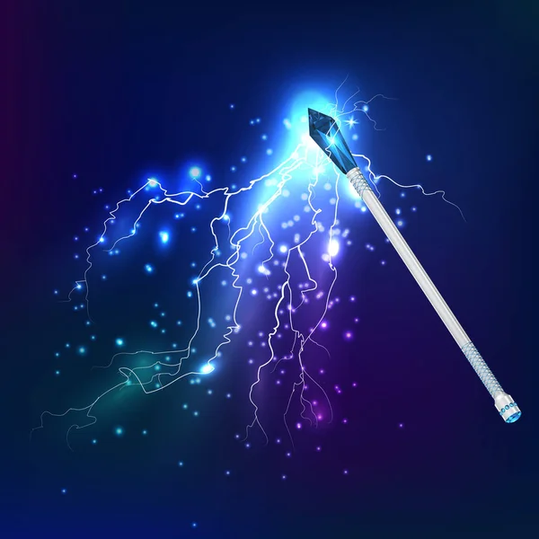 Magic Wand With Electric Discharge Effect — Stock Vector