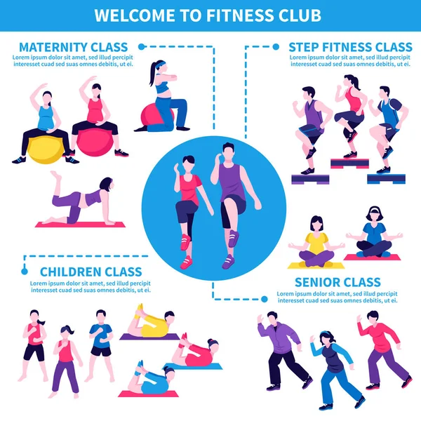 Cartel de Infografía de Clases de Fitness Club — Vector de stock