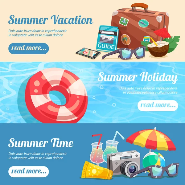 Set de banners de vacaciones de verano — Vector de stock