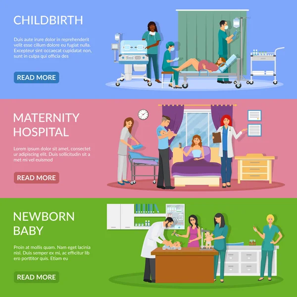 Maternity Hospital Horizontal Banners — Stock Vector