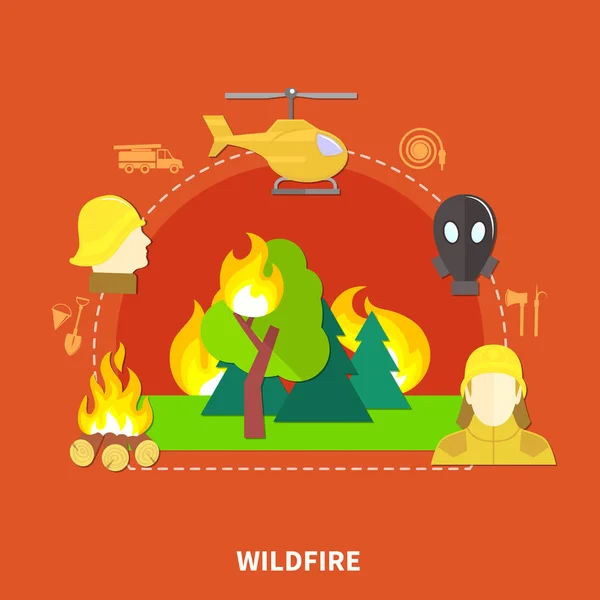Ilustração de combate a incêndios plana — Vetor de Stock