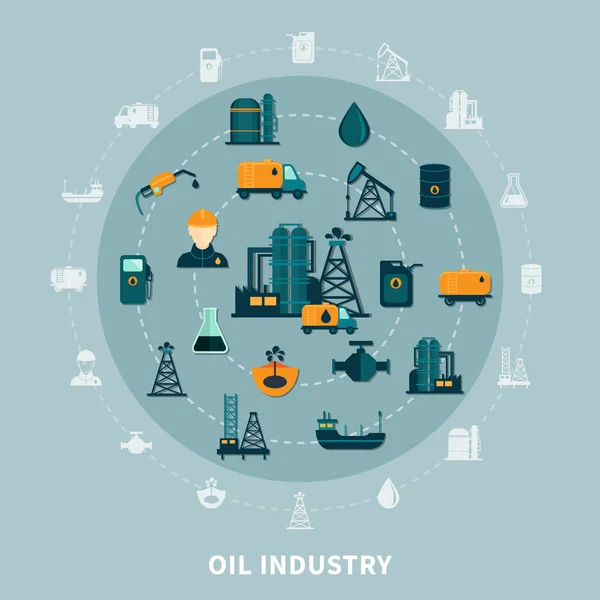 Petroleum Icons Round Composition — Stock Vector