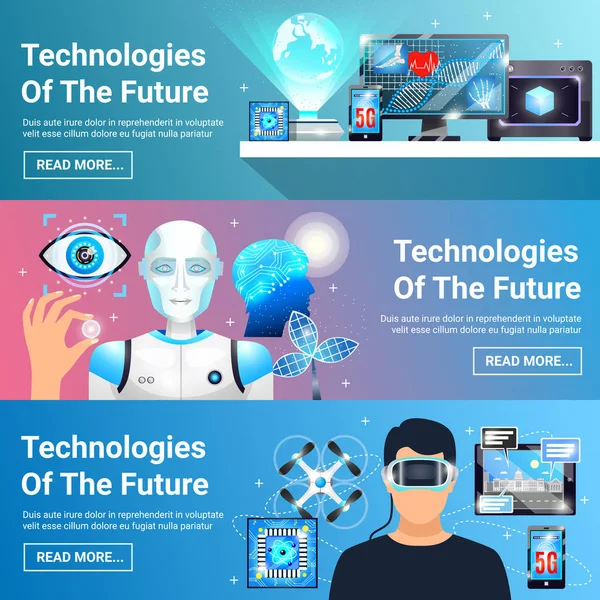 Set de Banners de Tecnologías Futuras — Vector de stock