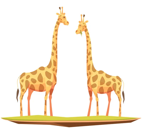 Giraffen koppel dieren samenstelling — Stockvector