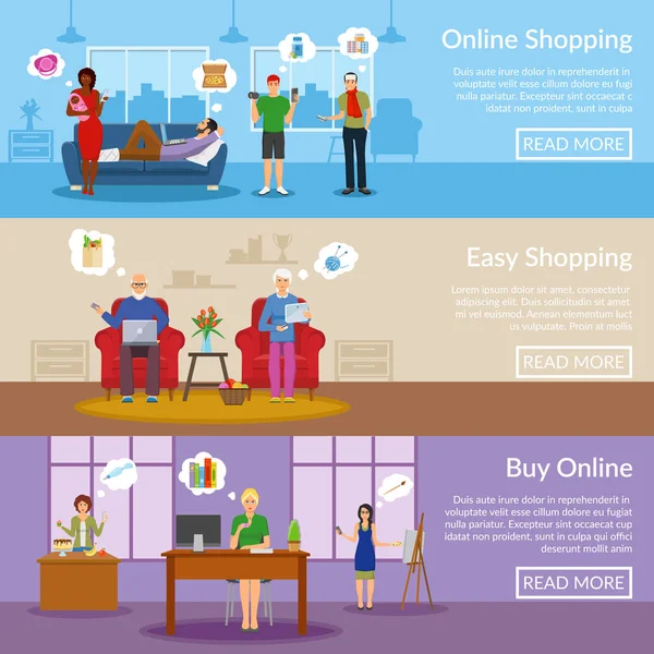 Online-Shopping horizontale Banner — Stockvektor