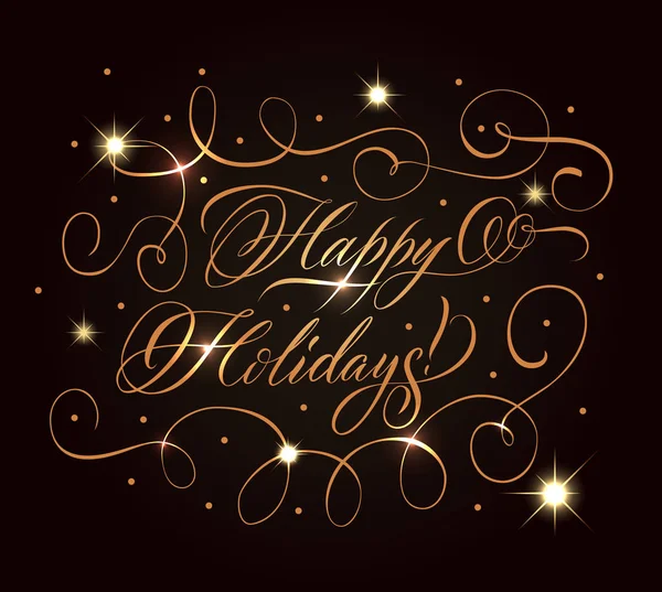 Golden Holidays Greeting Composition — Stock Vector