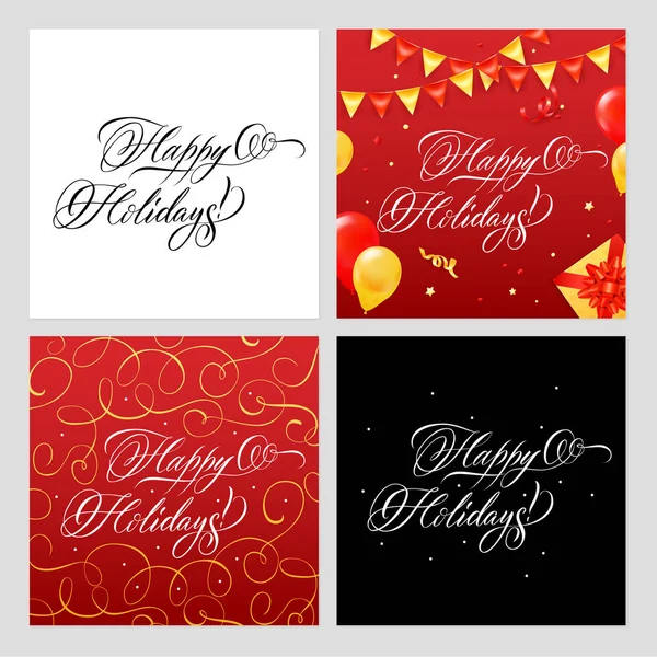 Happy Holidays Banners Set — Stock Vector