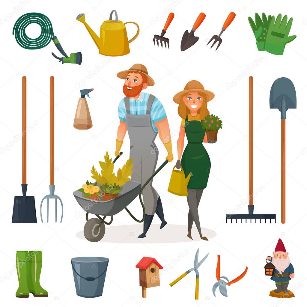Gardening Cartoon Icon Set