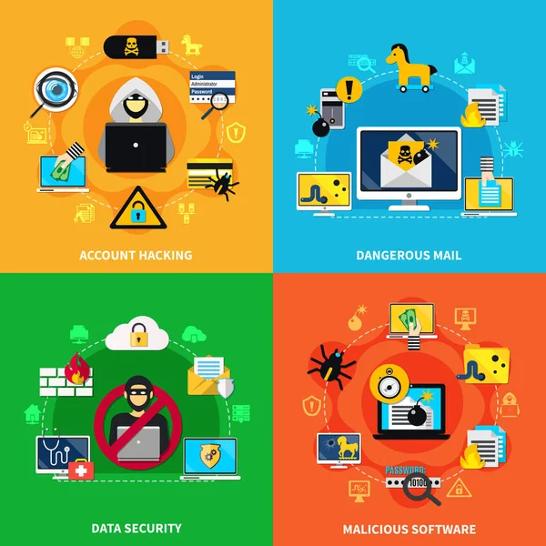 Concepto de diseño de seguridad de datos 2x2 — Archivo Imágenes Vectoriales