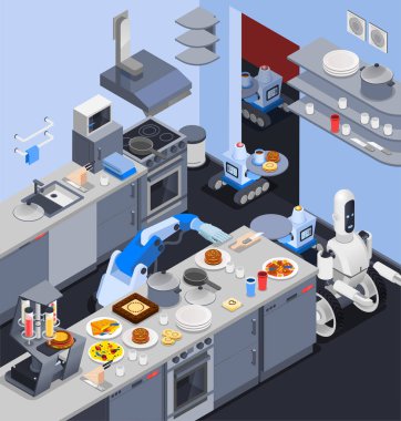 Robot mutfak hizmetçi kompozisyon
