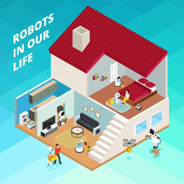 ロボットのアイソメ図 — ストックベクタ