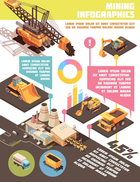 Affiche infographique de l'industrie minière — Image vectorielle