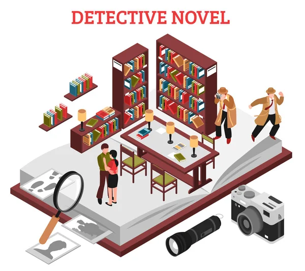 Detektív regény koncepció — Stock Vector