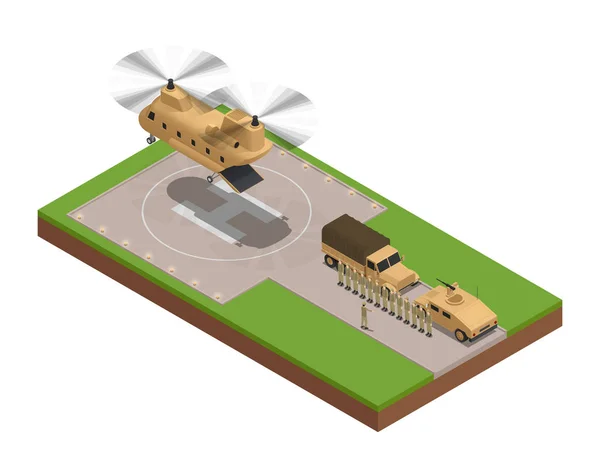 Base militar Composición isométrica — Archivo Imágenes Vectoriales