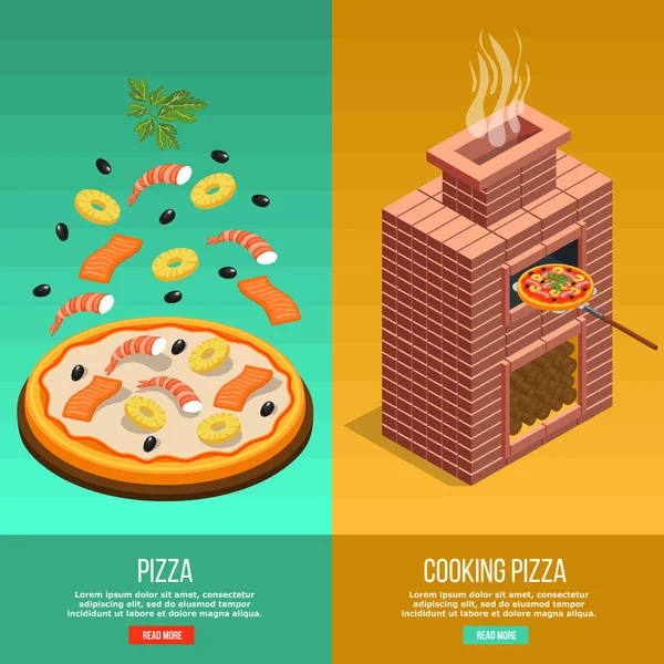 Conjunto de pancartas para hornear pizza — Vector de stock