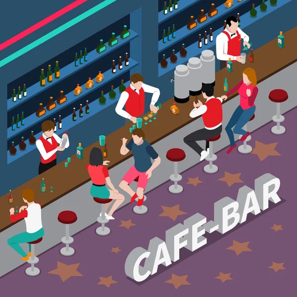 Cafe Bar izometrické složení — Stockový vektor