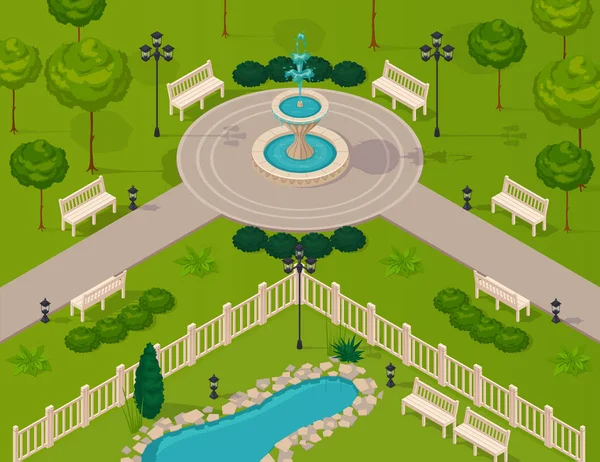 Frammento del paesaggio del parco cittadino — Vettoriale Stock