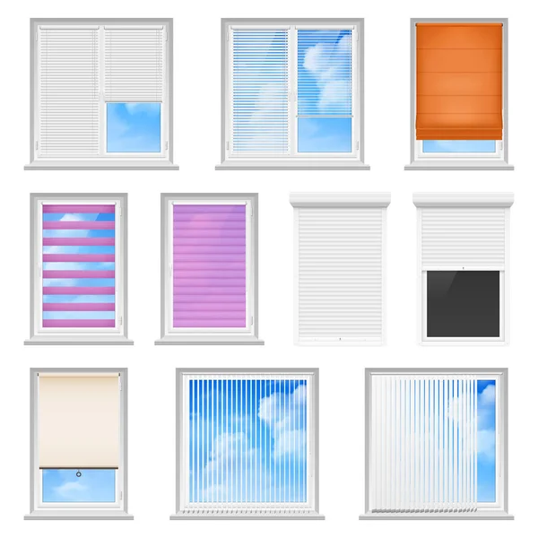 Persianas de ventana Set plano de colores — Vector de stock