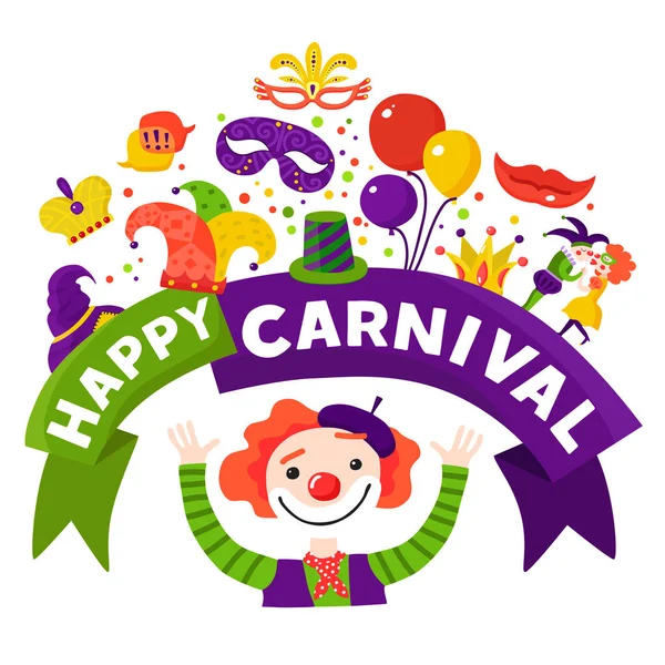 Manifesto della composizione festiva della celebrazione del Carnevale — Vettoriale Stock