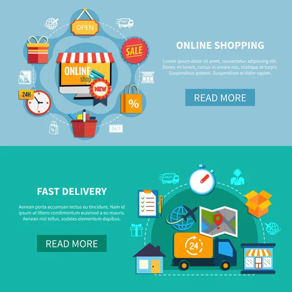 Set di banner e-commerce — Vettoriale Stock