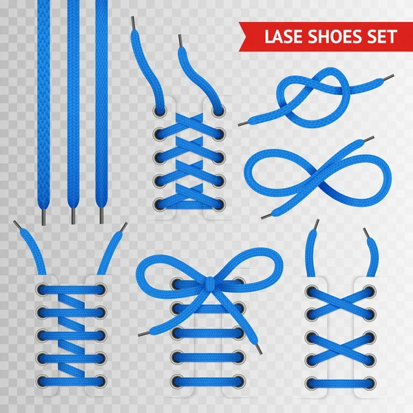 Blue Lace Shoes Icon Set — Stock Vector