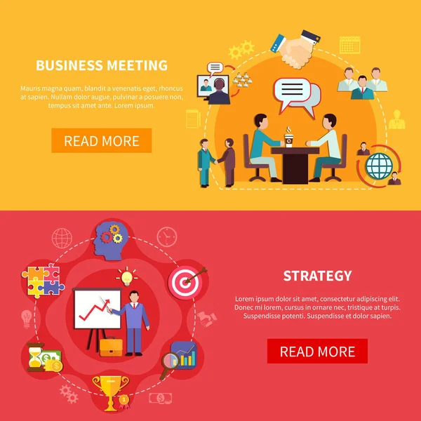 B2B Meetings Horizontal Banners — Stock Vector