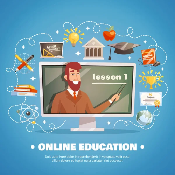 Conceito de Design de Educação Online —  Vetores de Stock