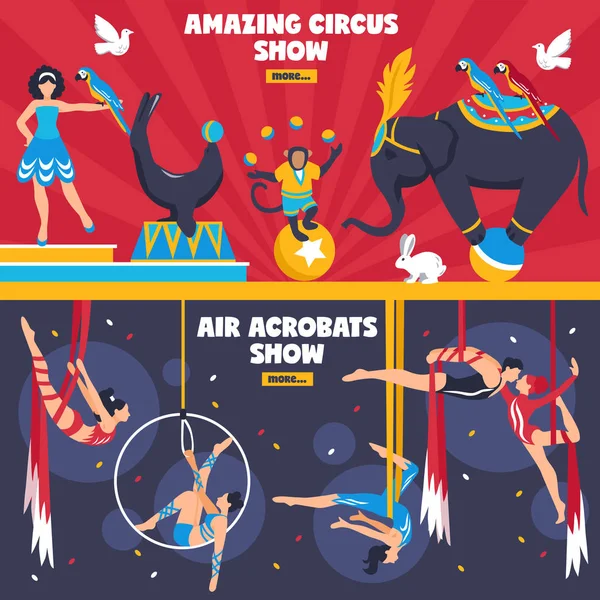 Geweldige Circus Banners Set — Stockvector