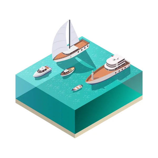 Ships Isometric Composition — Stock Vector