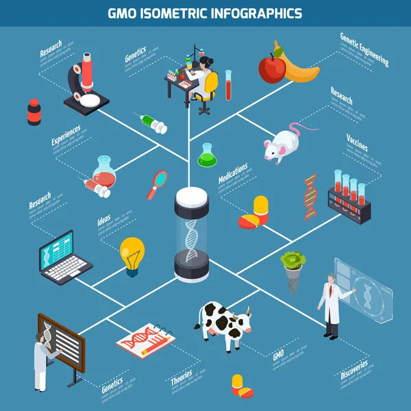 Infographie isométrique des OGM — Image vectorielle