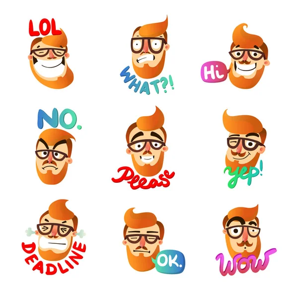 Man emoties set — Stockvector