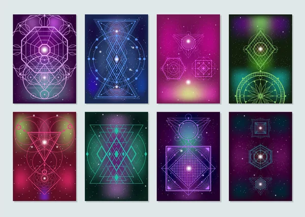 Geometría Sagrada Colección de Banners de colores — Archivo Imágenes Vectoriales