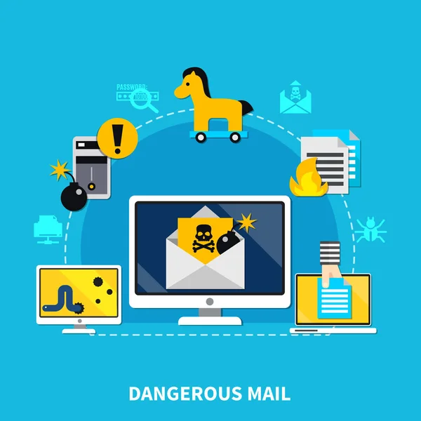 Gefährliches Mail-Design-Konzept — Stockvektor