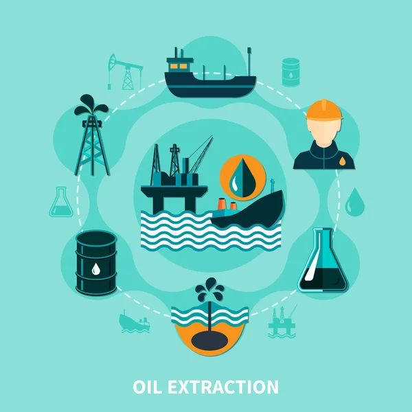 Composizione dell'estrazione petrolifera offshore — Vettoriale Stock