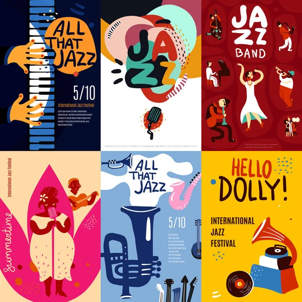 Ensemble d'affiches Jazz — Image vectorielle