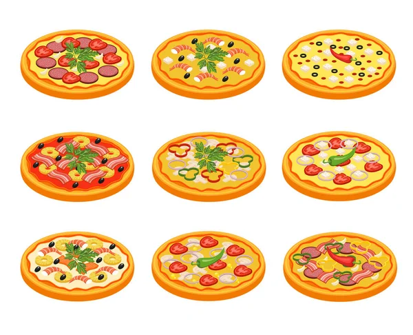 Pizza ikoner set — Stock vektor