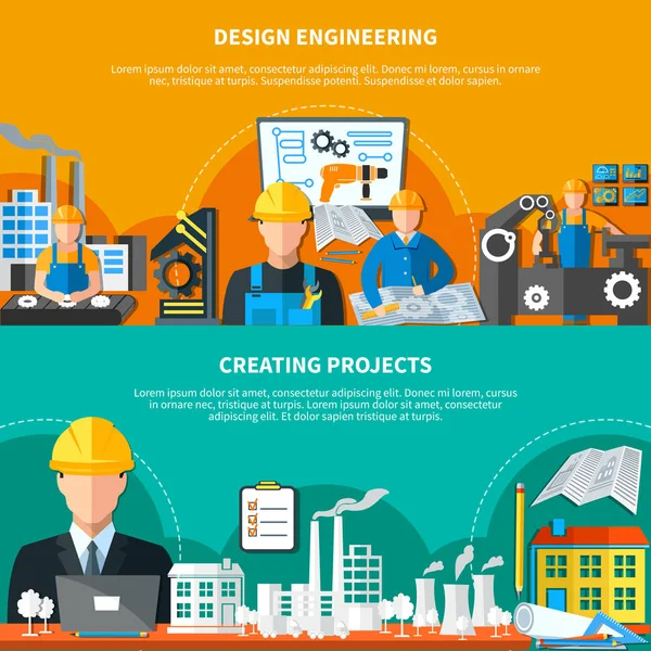 Industrial Design Banner Kollektion — Stockvektor