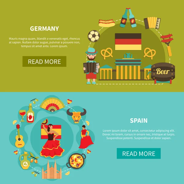 Germany Spain Banners Set — Stock Vector