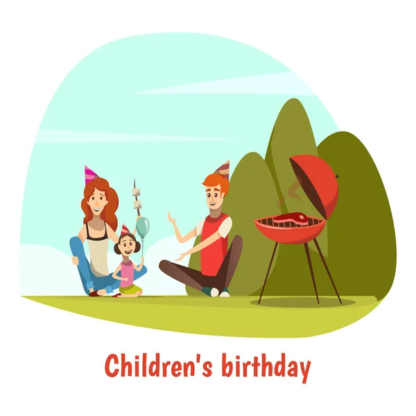 Παιδικά γενέθλια γιορτή σύνθεση — Διανυσματικό Αρχείο