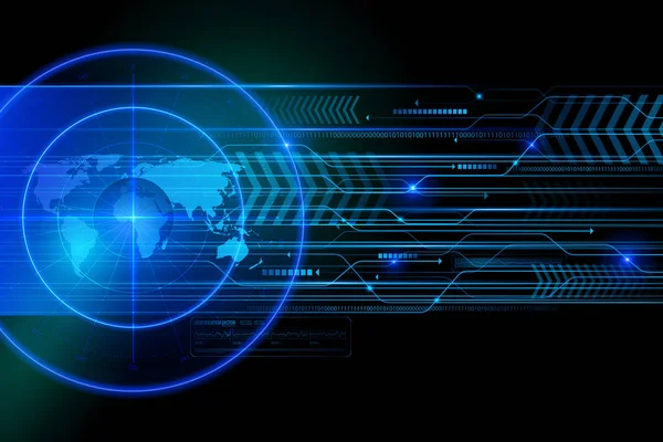 Gloeiende zoekradar op zwarte achtergrond — Stockvector