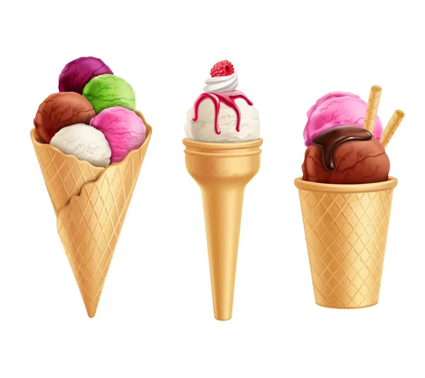 Set de helado realista — Vector de stock