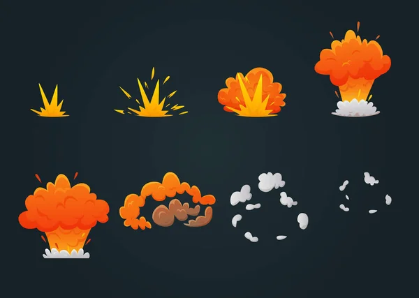 Conjunto de ícones de animação de explosão — Vetor de Stock