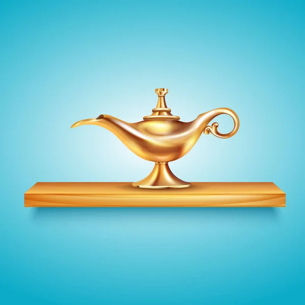 Lampe Aladdin sur piédestal Composition — Image vectorielle