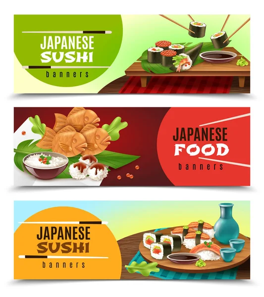 Banners de comida japonesa — Vetor de Stock