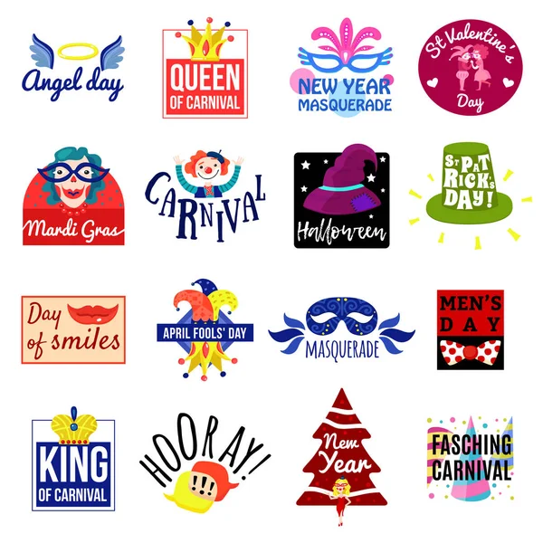 Carnaval Emblème Étiquette Logo ensemble — Image vectorielle