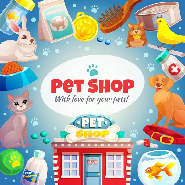 Pet Shop Frame Sfondo — Vettoriale Stock