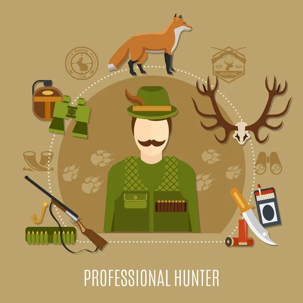 Professional Hunter Concept — Stock Vector