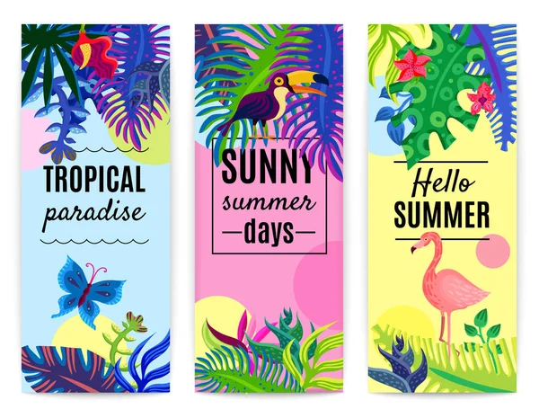 Colección Tropical Paradise Vertical Banners — Archivo Imágenes Vectoriales