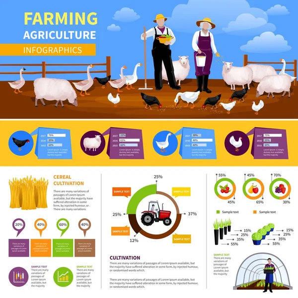 Farming Flat Infographics — Stock Vector