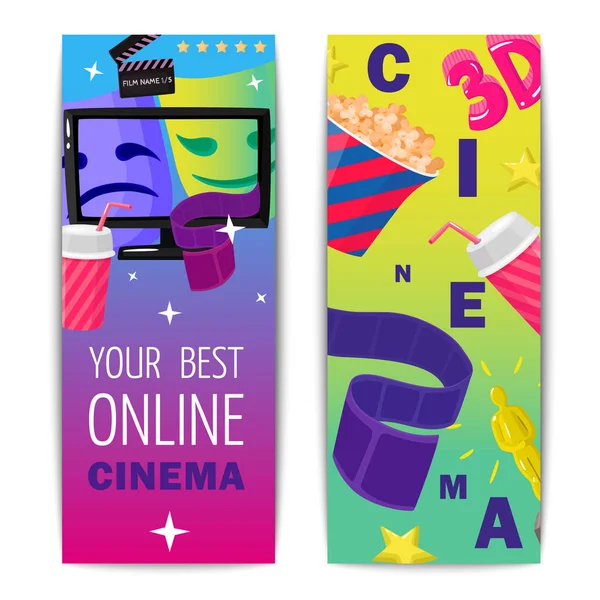 Cinema Dos banners verticales aislados — Vector de stock
